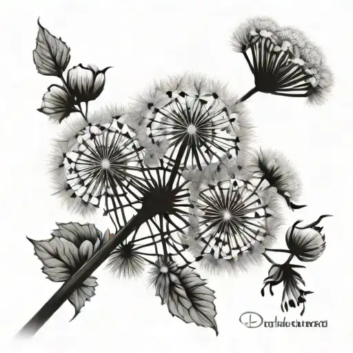 dandelion   names   intertwined petals blowing      tattoo design idea