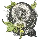 dandelion   names   intertwined petals blowing      tattoo design idea