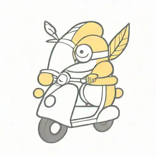 lemon charactere driving a scooter tattoo design idea