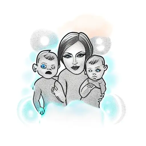 mother and 2 sons tattoo design idea