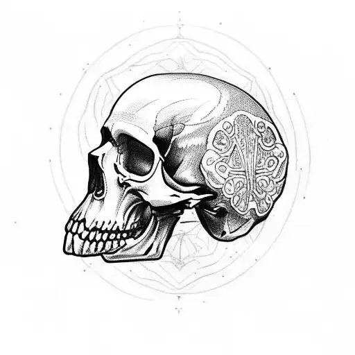 crow and skull tattoo design idea