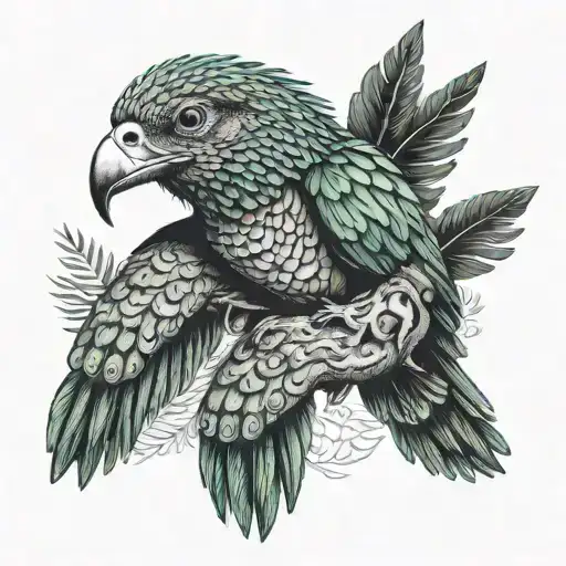 two grasped hands Guatemalan quetzal bird tattoo design idea