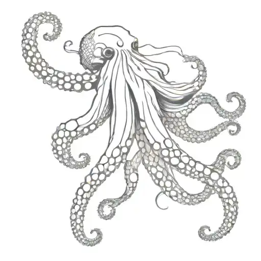 octopus filled with other line drawings of sea life like fish, whales, sea turtles, sharks & manta rays tattoo design idea