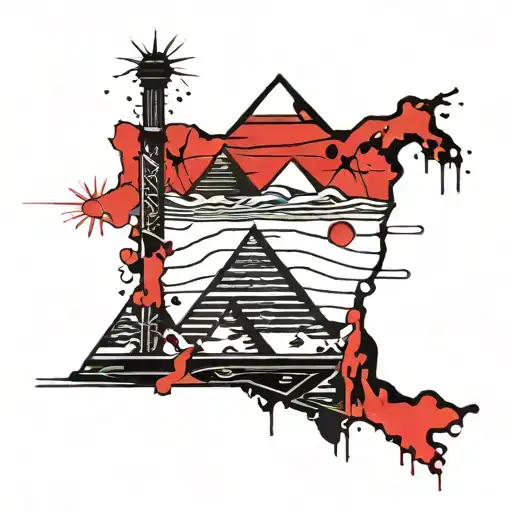 Egypt map pyramid sun tattoo design idea