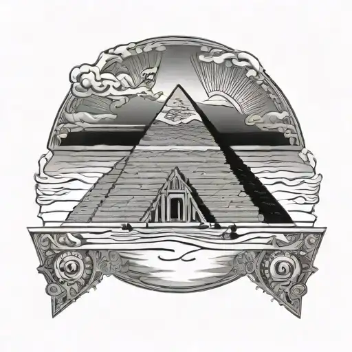 Egypt map pyramid sun tattoo design idea