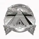 Egypt map pyramid sun tattoo design idea