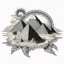 Egypt map pyramid sun tattoo design idea