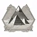 Egypt map pyramid sun tattoo design idea