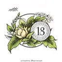 november 15, 2023 in roman numeral circle with a laurel wreath around it and small magnolia in the middle tattoo design idea