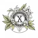 november 15, 2023 in roman numeral circle with a laurel wreath around it and small magnolia in the middle tattoo design idea