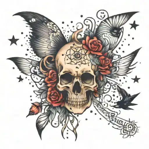 Sentence - Who cares if one more light goes out in a sky of a million stars well i do..  and in the background 6 falling tattoo design idea