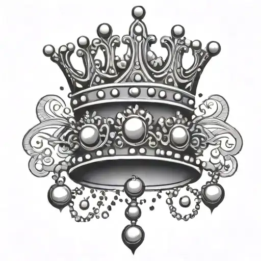 queen crown with beads hanging   tattoo design idea