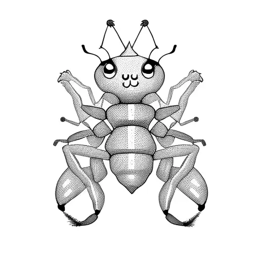 cute happy cartoon princess ant tattoo design idea