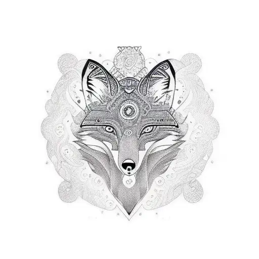 fox an mandala tattoo design idea