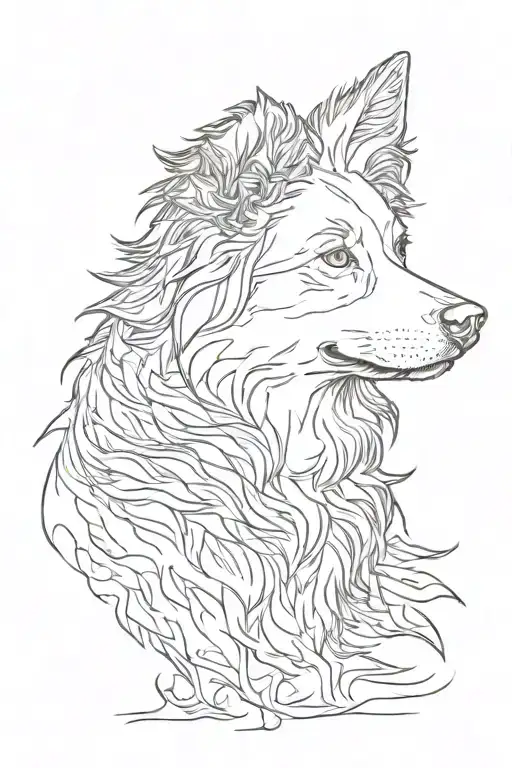 border collie outline tattoo design idea