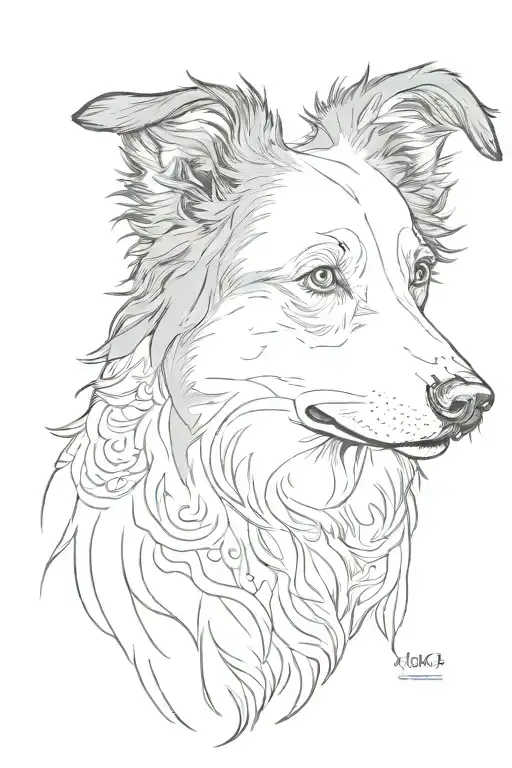 border collie without face tattoo design idea