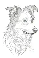 border collie without face tattoo design idea