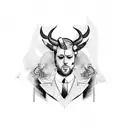 DJ mixing board with devil horns tattoo design idea