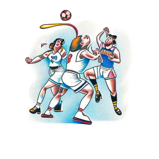 A bar scene with athletes playing sports tattoo design idea