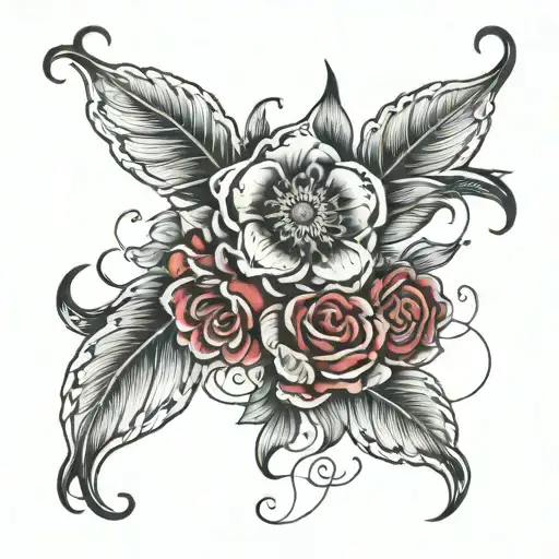 Molly flowers intertwined. Black and red tattoo design tattoo design idea