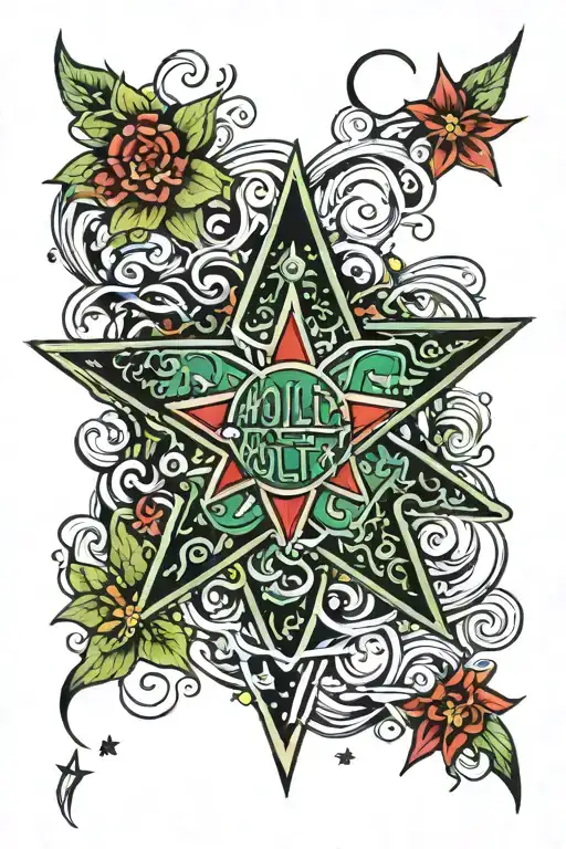 the name Molly within a star. Black, green and red tattoo design tattoo design idea