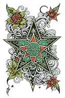 the name Molly within a star. Black, green and red tattoo design tattoo design idea