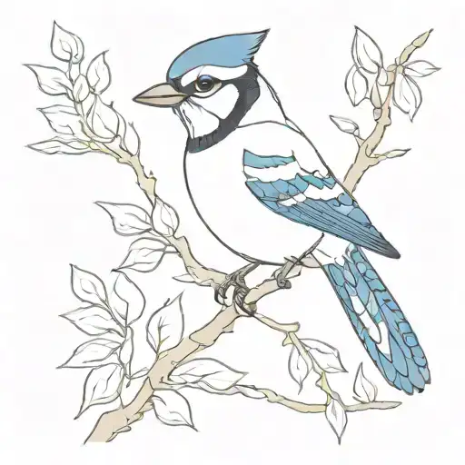 Simple Blue Jay Outline tattoo design idea