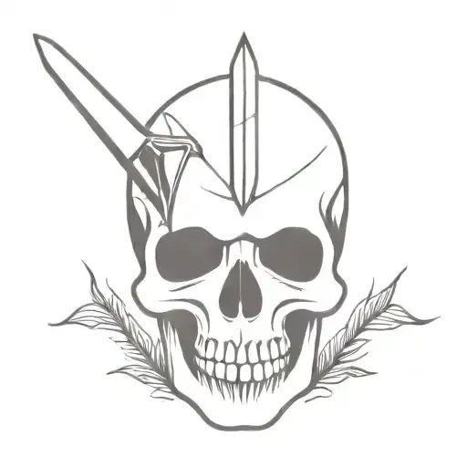 Skull and dagger tattoo design idea