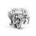 Elephant dove  rose mother  tattoo design idea