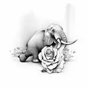 Elephant dove  rose mother  tattoo design idea