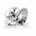 Elephant dove  rose mother  tattoo design idea