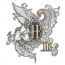 tattoo with the letters h and b tattoo design idea