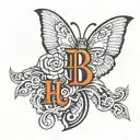 tattoo with the letters h and b tattoo design idea
