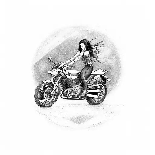 motorcycle with girl  tattoo design idea