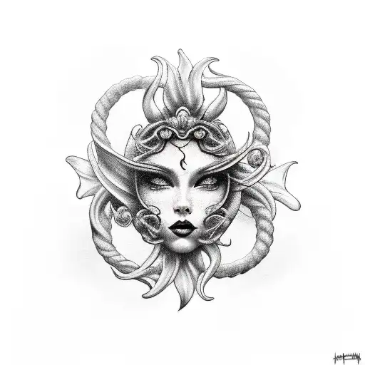siren black tattoo design idea