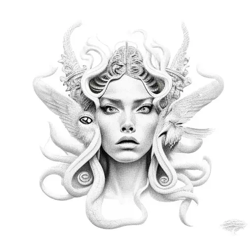 full siren black tattoo design idea