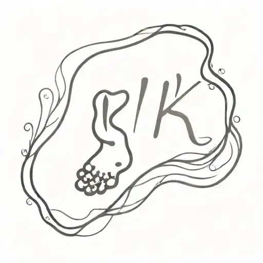 Baby's footprint with the letter K  tattoo design idea