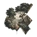 trees, path' mountain tree of life tattoo design idea