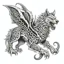 wolf and dragon tattoo design idea