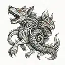 wolf and dragon tattoo design idea