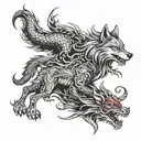 wolf and dragon tattoo design idea