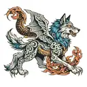 wolf and dragon tattoo design idea