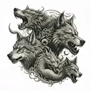 wolf and dragon tattoo design idea