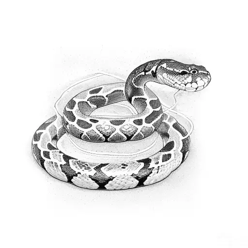 A dotwork tattoo of a snake wrapped around a tattoo machine tattoo design idea