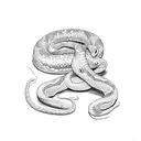 A dotwork tattoo of a snake wrapped around a tattoo machine tattoo design idea