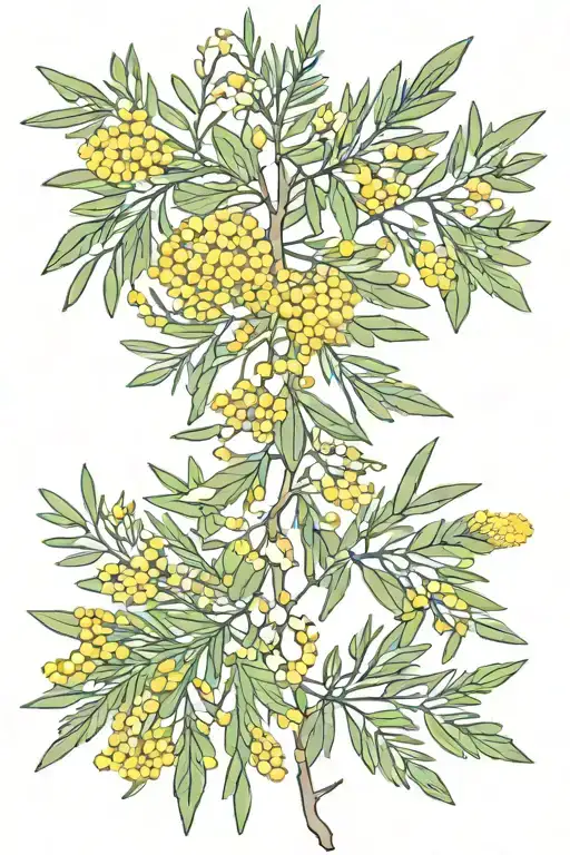 olive branch and mimosa flowers tattoo design idea