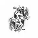 flaming royal flush playing card tattoo design idea