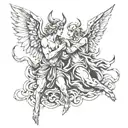 angel vs devil tattoo design idea