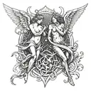 angel vs devil tattoo design idea