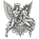 angel vs devil tattoo design idea